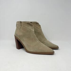 Vince Camuto Wellinda Snip Toe Boots Womens 10 Taupe/Stone Suede Western Boho‎